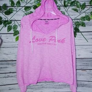 Victoria Secret Pink vneck hooded long sleeve sz S